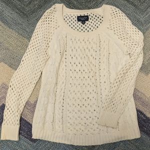 AEO Cable Knit Crochet Crew Neck Sweater